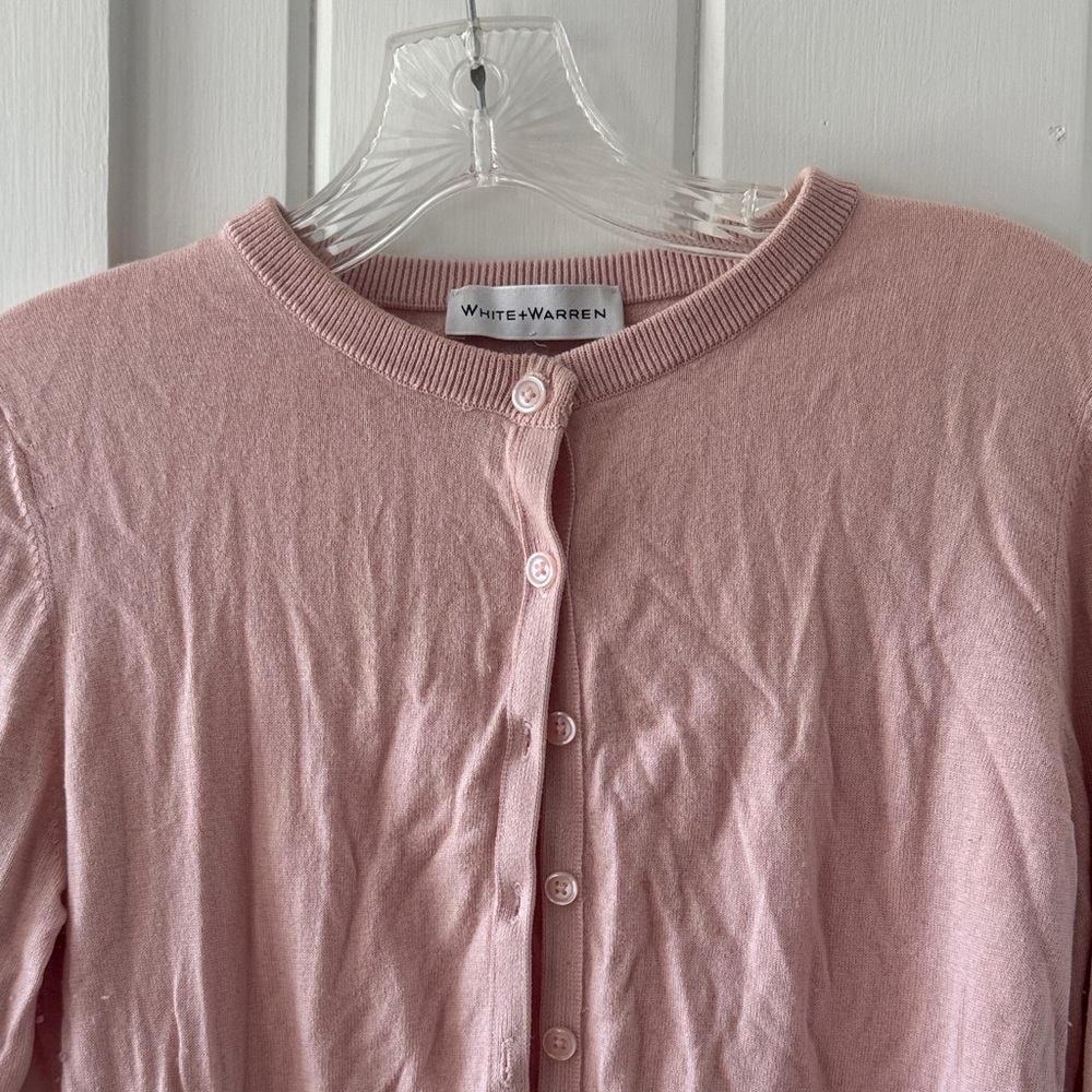 White + Warren Blush Pink Cardigan